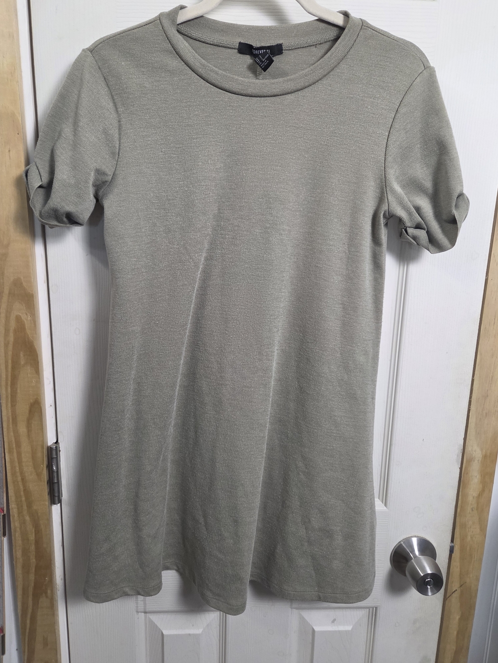 Jersey Knit Flare Forever 21 Sage Green Short Sleeve Knit Tunic